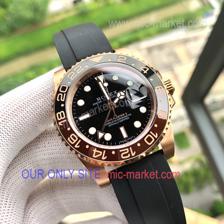 Free Warranty Rolex GMT II Two Tone Rose Gold Rubber Watch Free Warranty Rolex GMT II Two Tone Rose Gold Rubber Watch